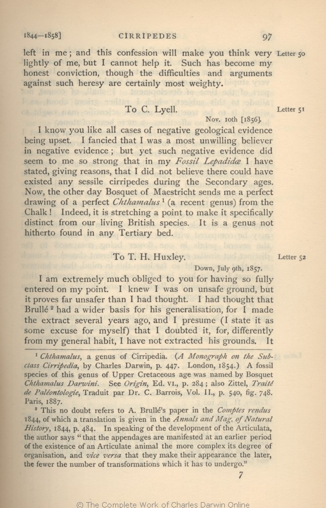 Darwin Francis Seward A C Eds 1903 More Letters Of Charles Darwin A Record Of His Work In A Series Of Hitherto Unpublished Letters London John Murray Volume 1