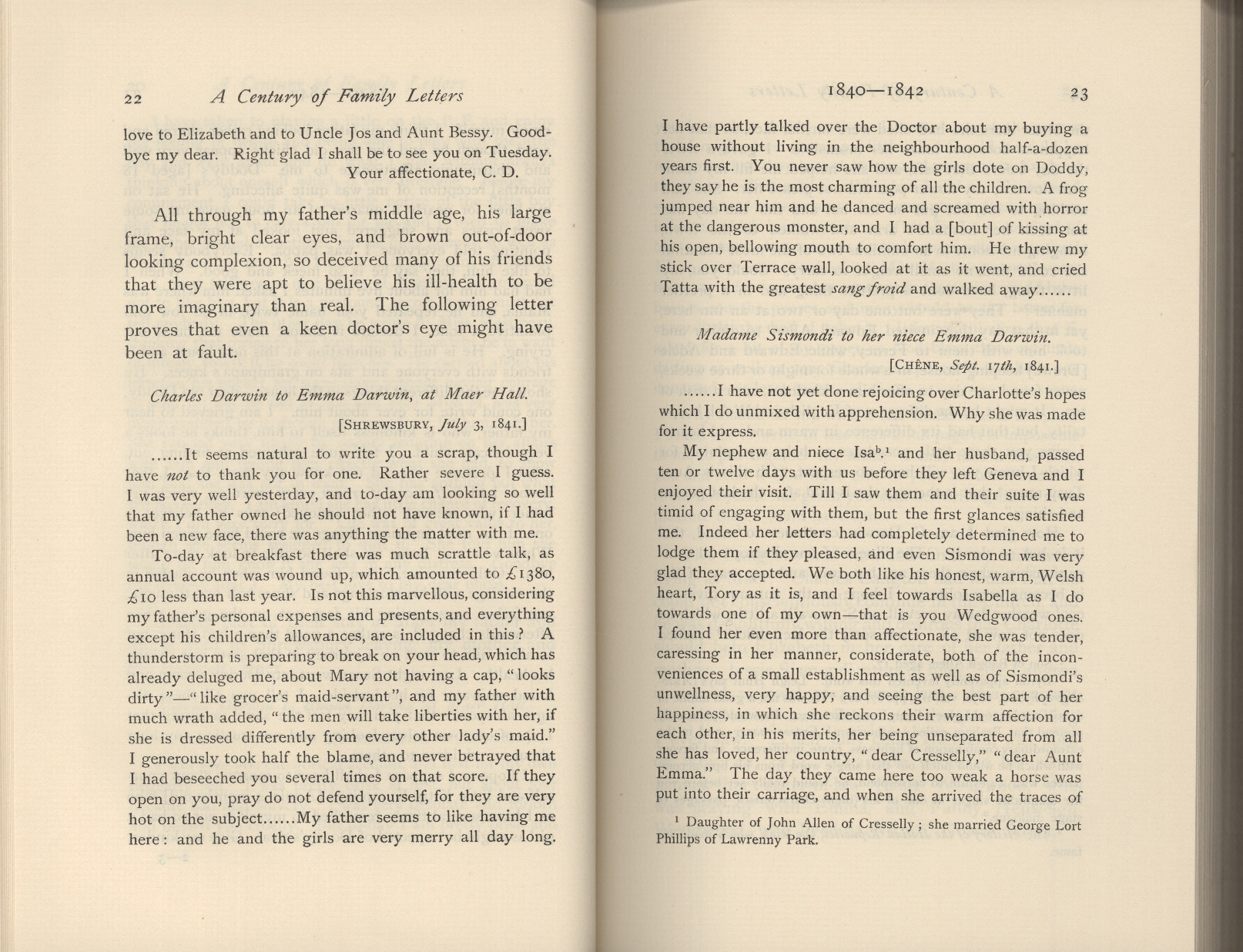 Litchfield, H. E. ed. 1904. Emma Darwin, wife of Charles Darwin. A