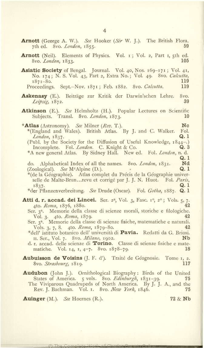 Rutherford H W 1908 Catalogue Of The Library Of Charles Darwin Now In The Botany School Cambridge Compiled By H W Rutherford Of The University Library With An Introduction By Francis Darwin