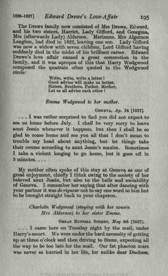 Litchfield, H. E. ed. 1915. Emma Darwin, A century of family