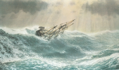 Sorely Tried, HMS Beagle off Cape Horn, 12 January 1833, by John Chancellor