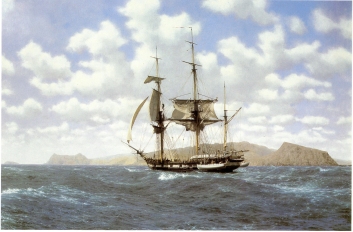 HMS Beagle in the Galapagos, 17 October 1835, by John Chancellor