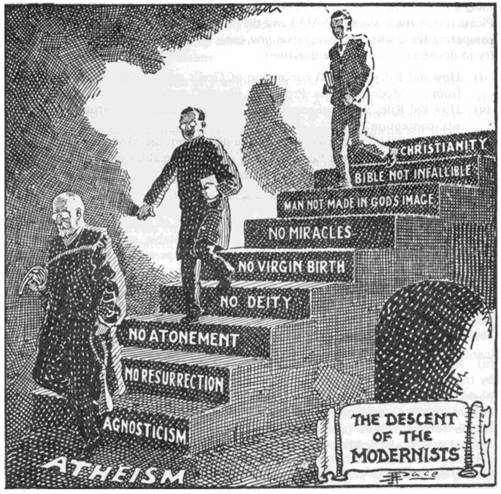 A cartoon of men walking up stairs