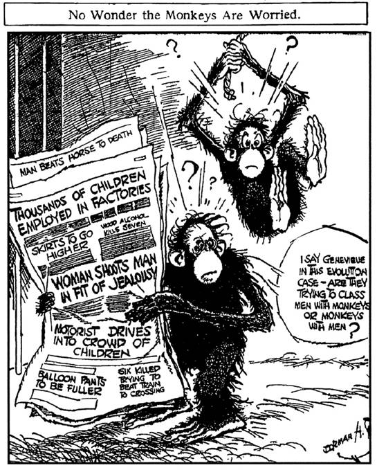 Cartoon of a cartoon of a monkey holding a newspaper