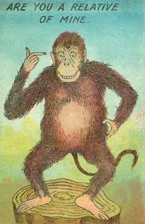 A cartoon of a monkey pointing at something