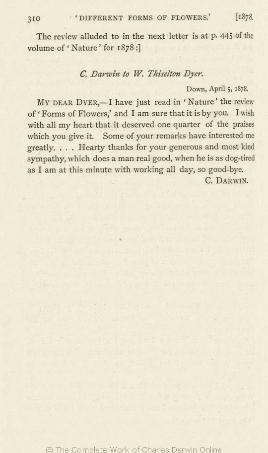 Darwin, Francis ed. 1887. The life and letters of Charles Darwin 