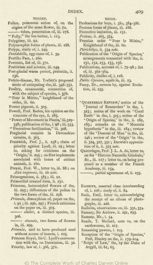 Darwin, Francis ed. 1887. The life and letters of Charles Darwin 
