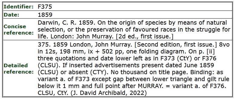 A sample record from the bibliographical database